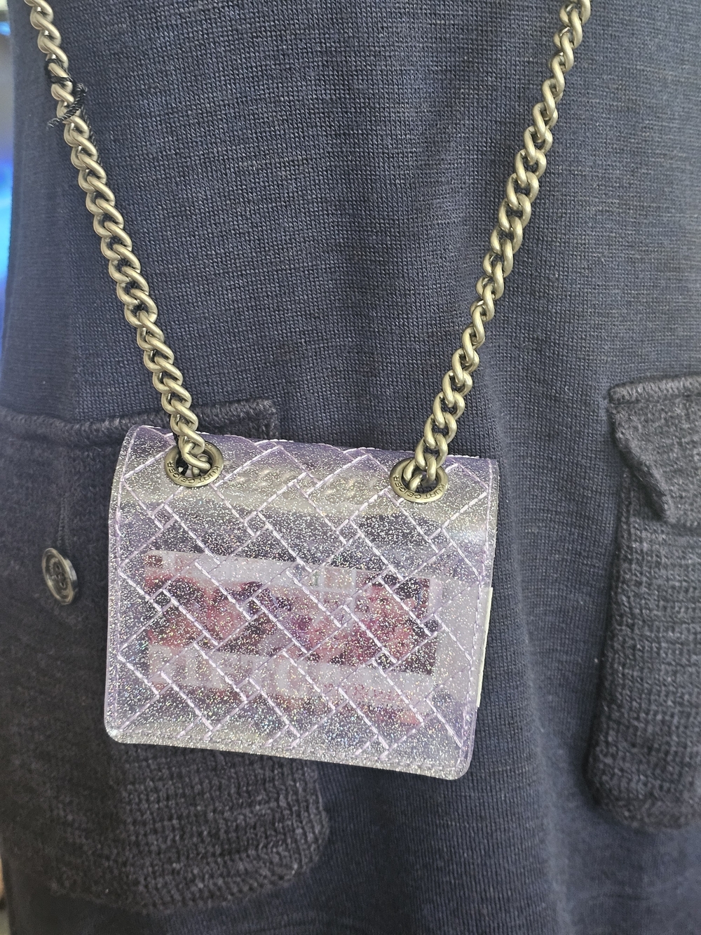❗️KURT GEIGER LONDON Lilac Glitter MICRO  Crossbody Bag - Picture 8 of 15